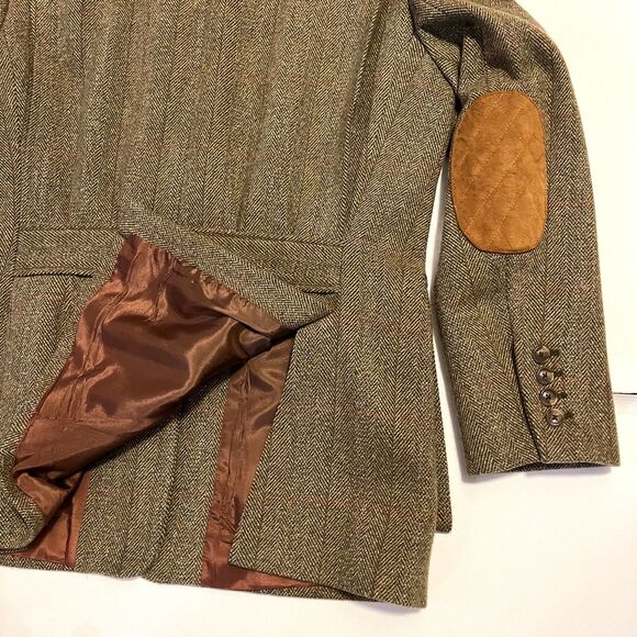 ORVIS Women's Vintage 90s Herringbone Hunting Shooting Jacket 100% Wool Size 12 - Picture 11 of 12